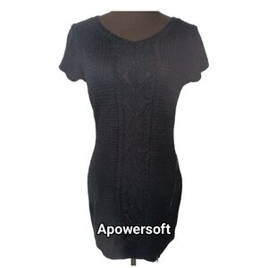 Black Knit Mini Sweater Dress